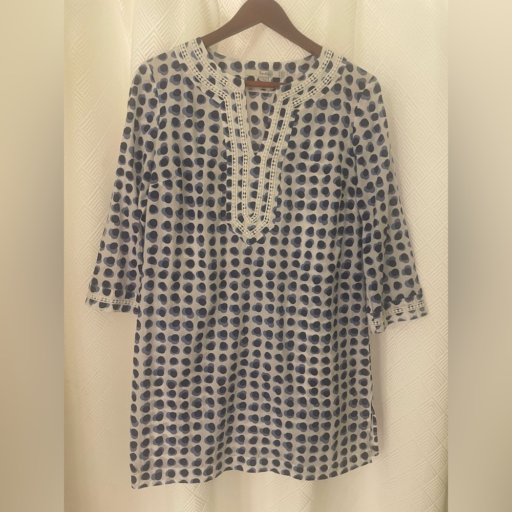 Boden Polka Dot Tunic in Blue and White